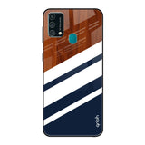 Bold Stripes Samsung Galaxy F41 Glass Back Cover Online