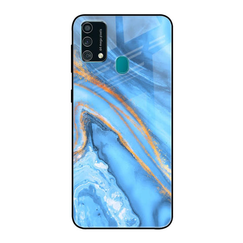 Vibrant Blue Marble Samsung Galaxy F41 Glass Back Cover Online
