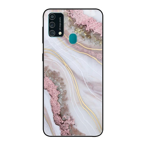 Pink & Gold Gllitter Marble Samsung Galaxy F41 Glass Back Cover Online