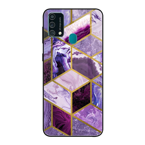 Purple Rhombus Marble Samsung Galaxy F41 Glass Back Cover Online