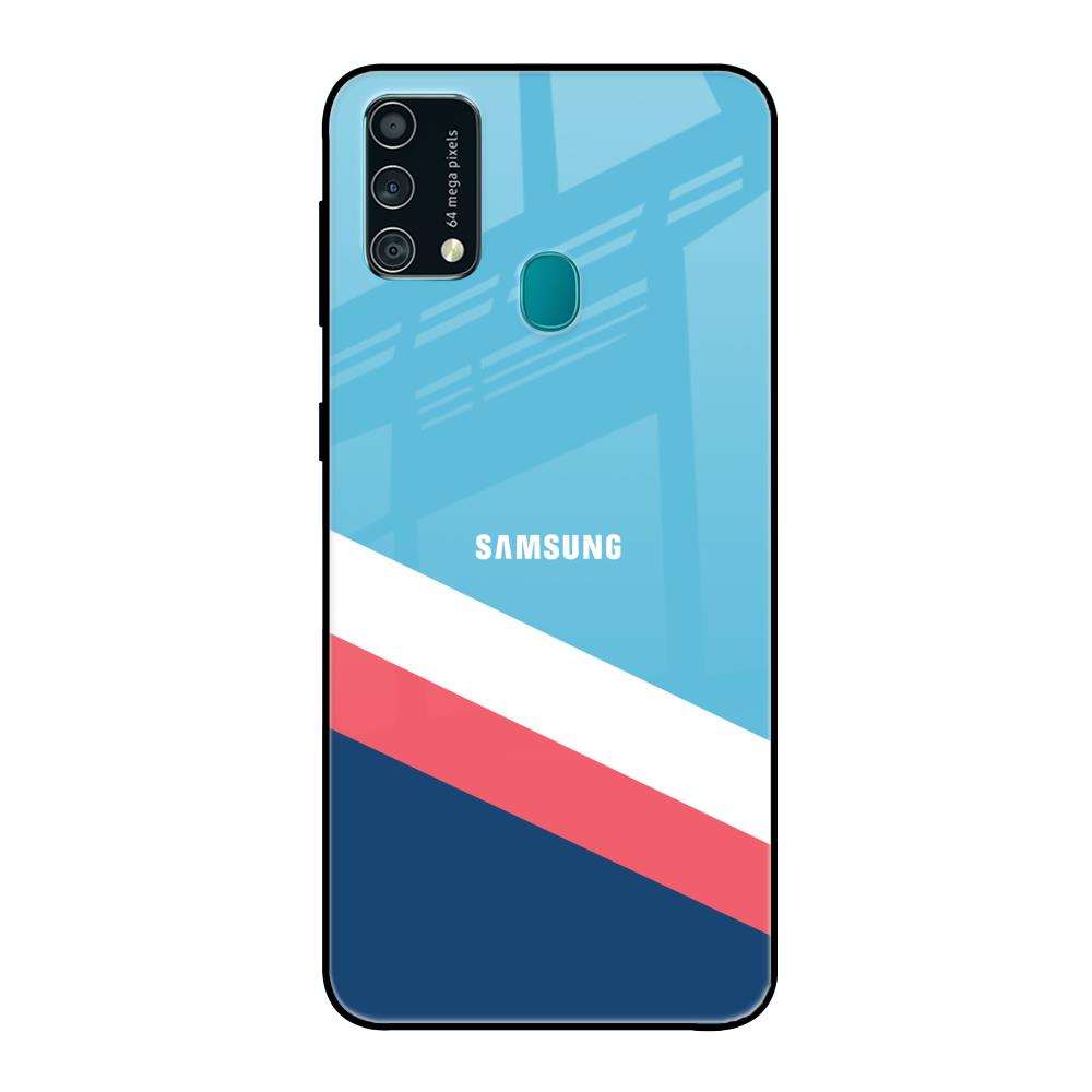 Pink & White Stripes Samsung Galaxy F41 Glass Back Cover Online