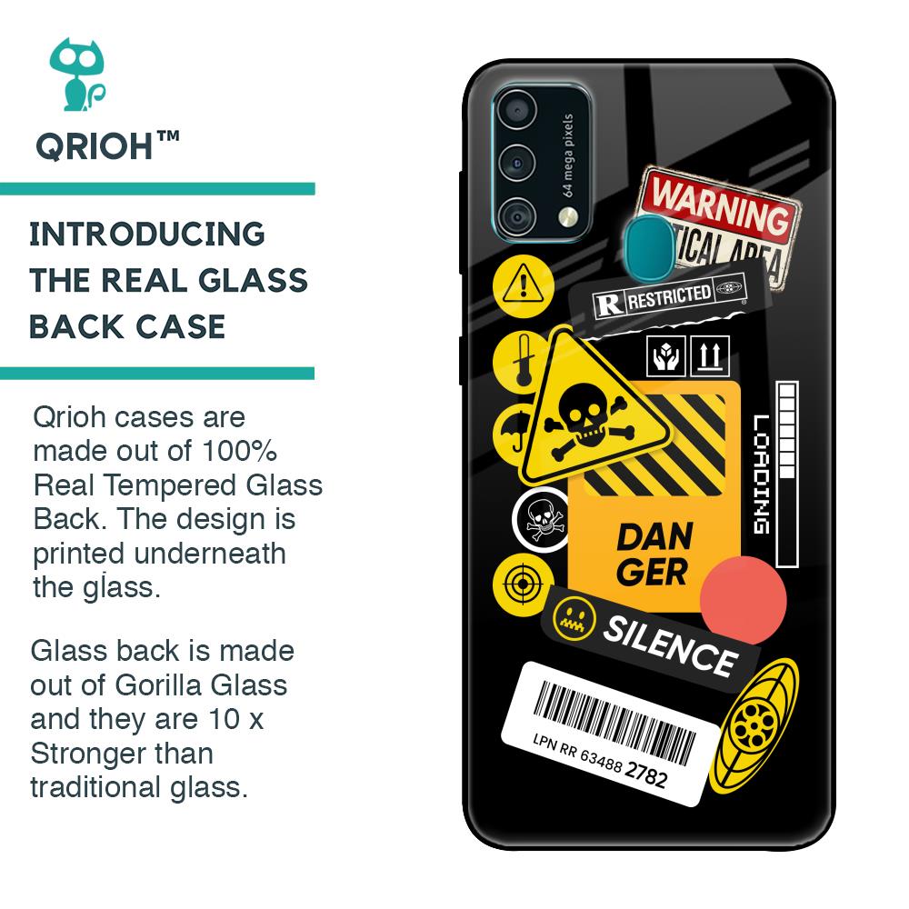 Danger Signs Glass Case for Samsung Galaxy F41