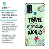 Travel Stamps Glass Case for Samsung Galaxy F41