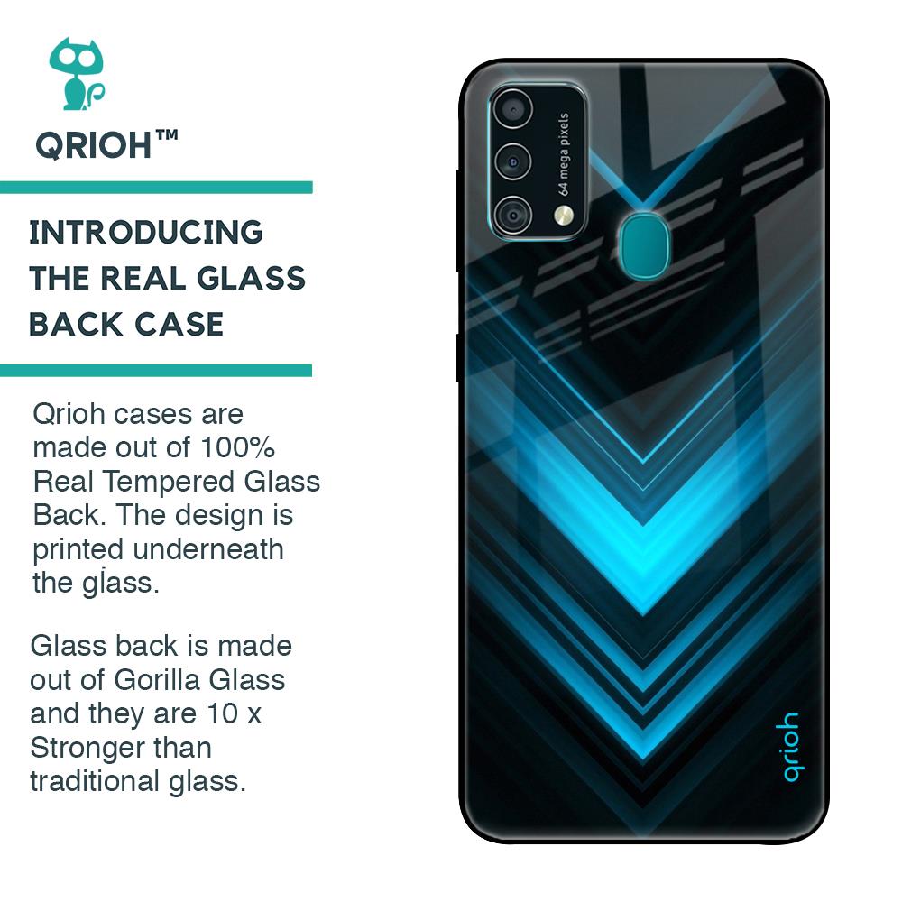 Vertical Blue Arrow Glass Case For Samsung Galaxy F41