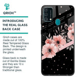 Floral Black Band Glass Case For Samsung Galaxy F41