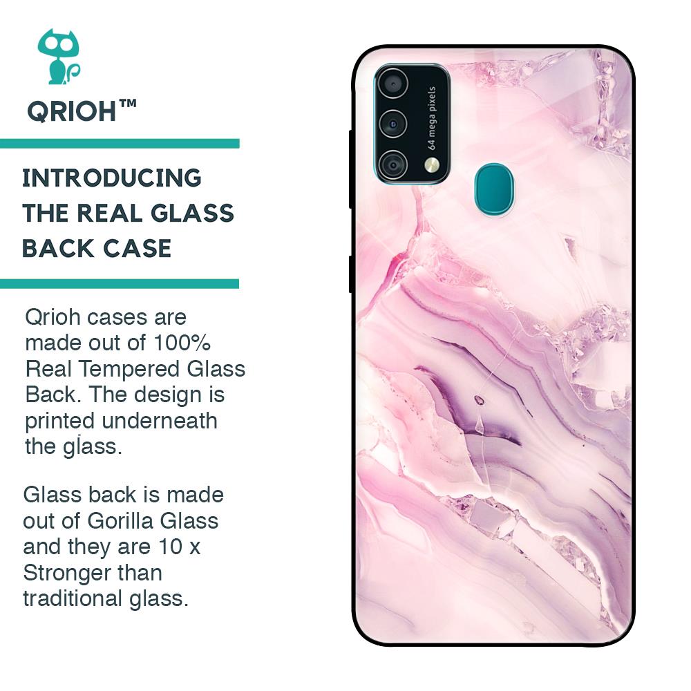 Diamond Pink Gradient Glass Case For Samsung Galaxy F41