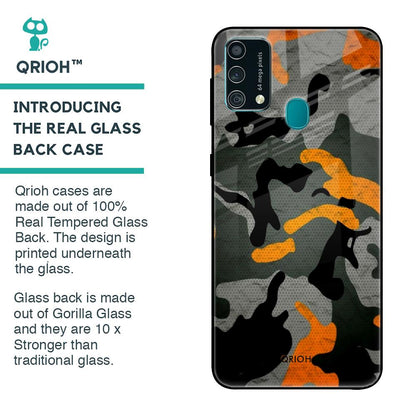 Camouflage Orange Glass Case For Samsung Galaxy F41