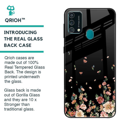 Floating Floral Print Glass Case for Samsung Galaxy F41