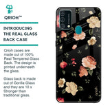 Black Spring Floral Glass Case for Samsung Galaxy F41
