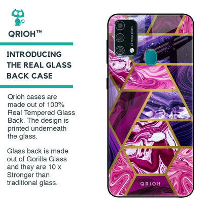 Electroplated Geometric Marble Glass Case for Samsung Galaxy F41