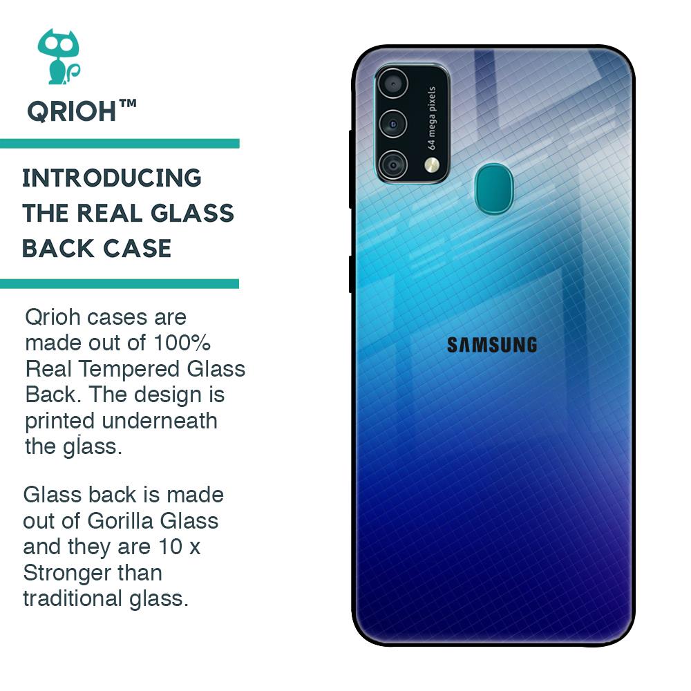 Blue Rhombus Pattern Glass Case for Samsung Galaxy F41