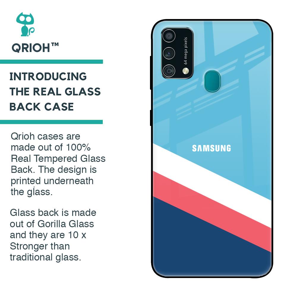 Pink & White Stripes Glass Case For Samsung Galaxy F41