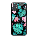 Tropical Leaves & Pink Flowers OnePlus 8T Glass Back Cover Online