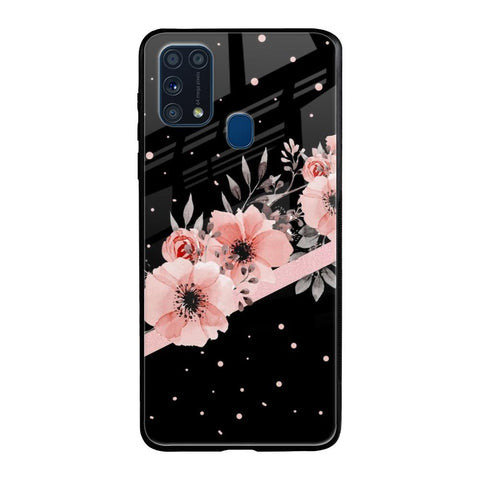 Floral Black Band Samsung Galaxy M31 Prime Glass Back Cover Online