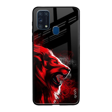 Red Angry Lion Samsung Galaxy M31 Prime Glass Back Cover Online