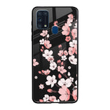 Black Cherry Blossom Samsung Galaxy M31 Prime Glass Back Cover Online