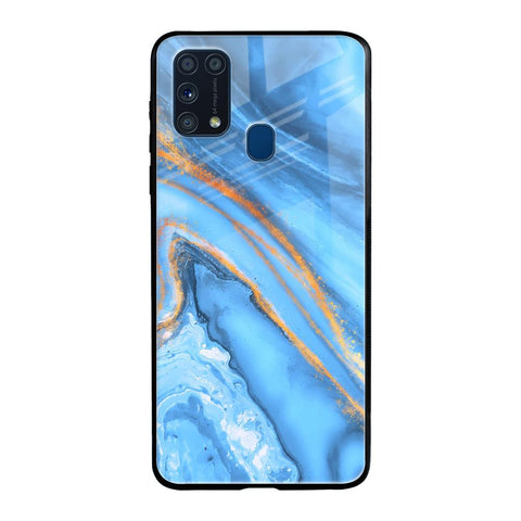 Vibrant Blue Marble Samsung Galaxy M31 Prime Glass Back Cover Online