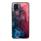 Blue & Red Smoke Samsung Galaxy M31 Prime Glass Back Cover Online