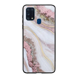 Pink & Gold Gllitter Marble Samsung Galaxy M31 Prime Glass Back Cover Online