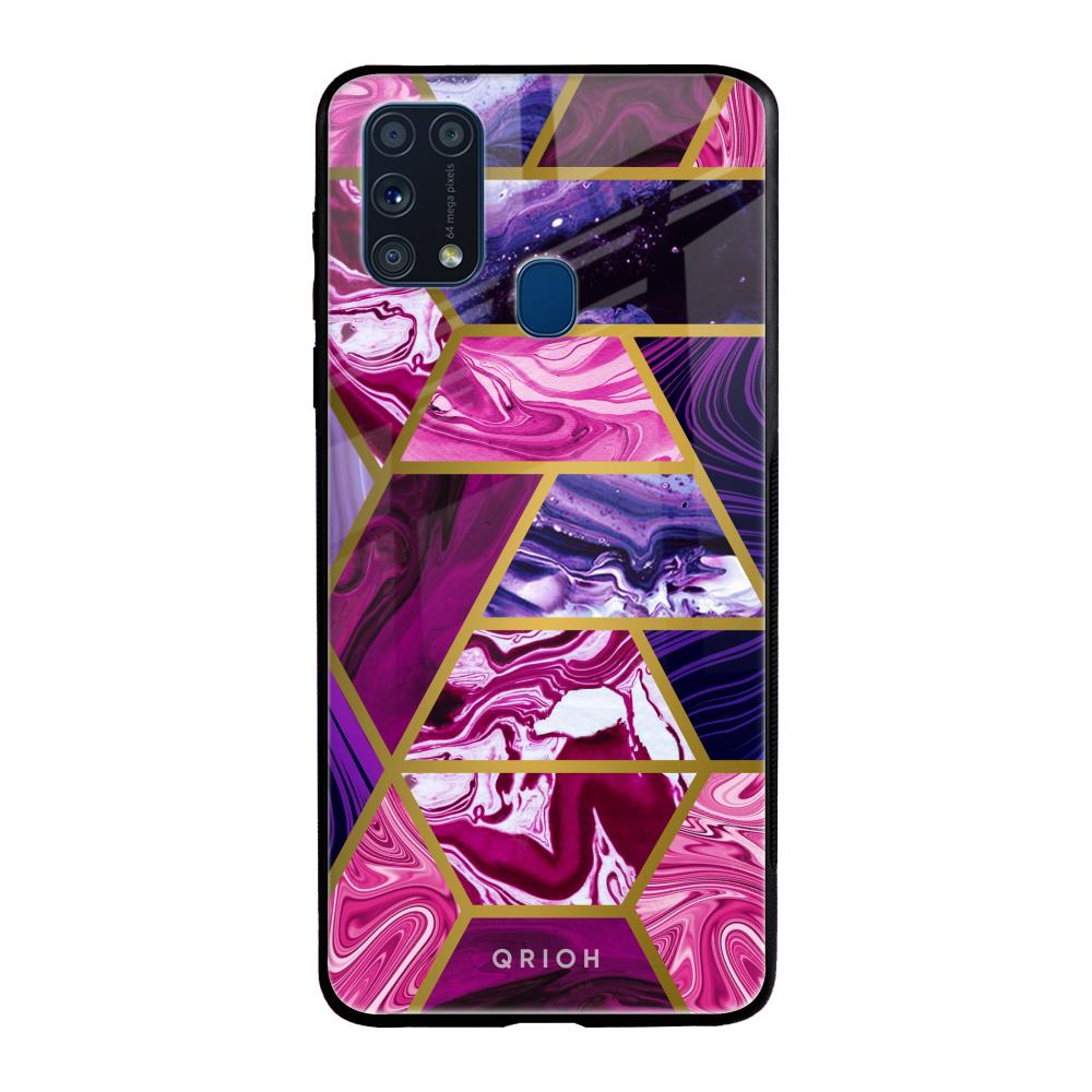 Electroplated Geometric Marble Samsung Galaxy M31 Prime Glass Back Cover Online