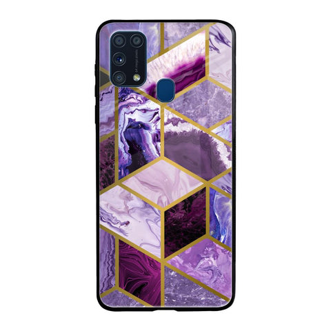 Purple Rhombus Marble Samsung Galaxy M31 Prime Glass Back Cover Online