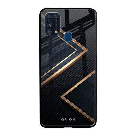 Sleek Golden & Navy Samsung Galaxy M31 Prime Glass Back Cover Online