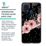 Floral Black Band Glass Case For Samsung Galaxy M31 Prime