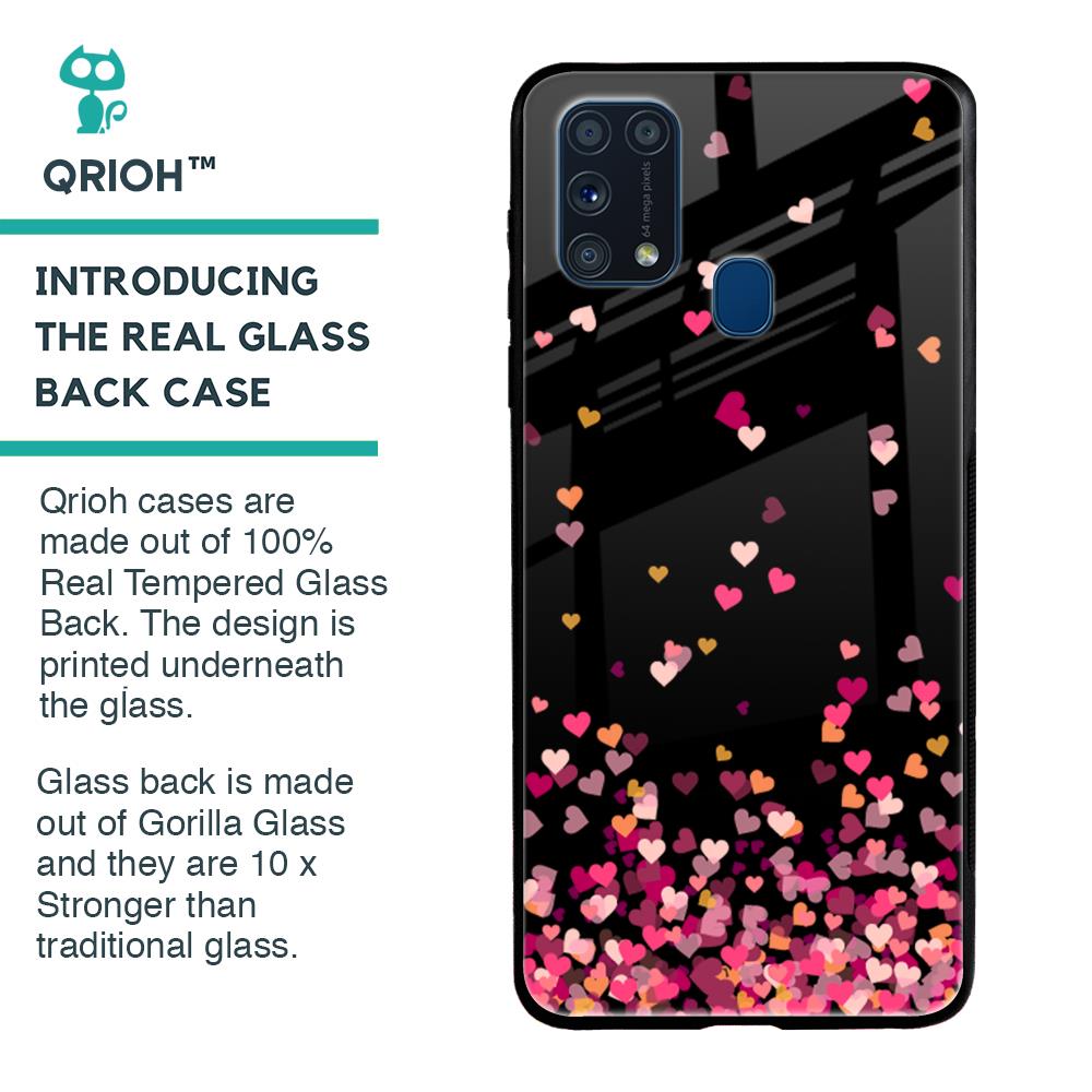 Heart Rain Fall Glass Case For Samsung Galaxy M31 Prime