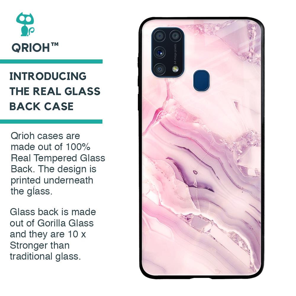 Diamond Pink Gradient Glass Case For Samsung Galaxy M31 Prime