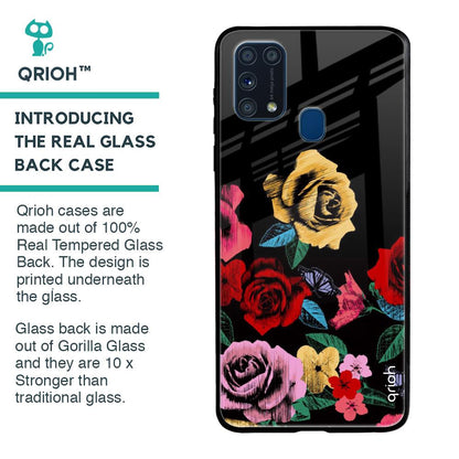 Floral Decorative Glass Case For Samsung Galaxy M31 Prime