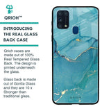Blue Golden Glitter Glass Case for Samsung Galaxy M31 Prime