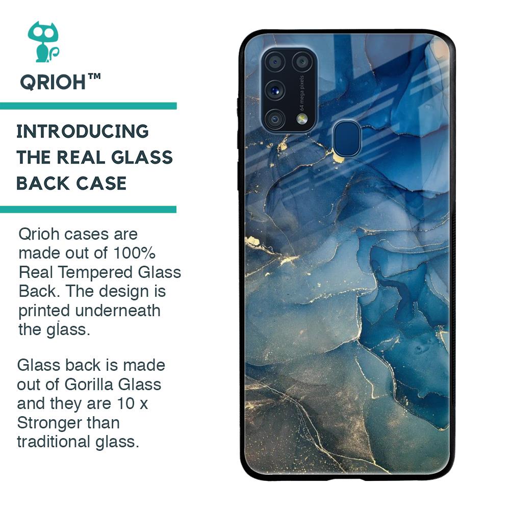 Blue Cool Marble Glass Case for Samsung Galaxy M31 Prime
