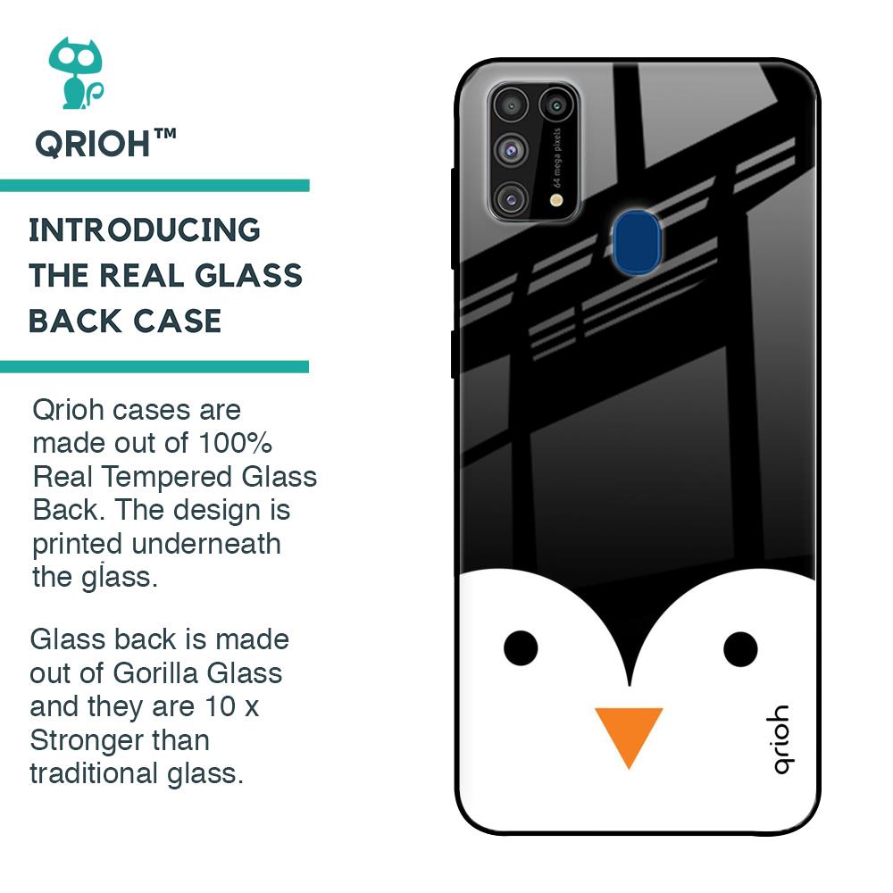 Cute Penguin Glass Case for Samsung Galaxy M31 Prime