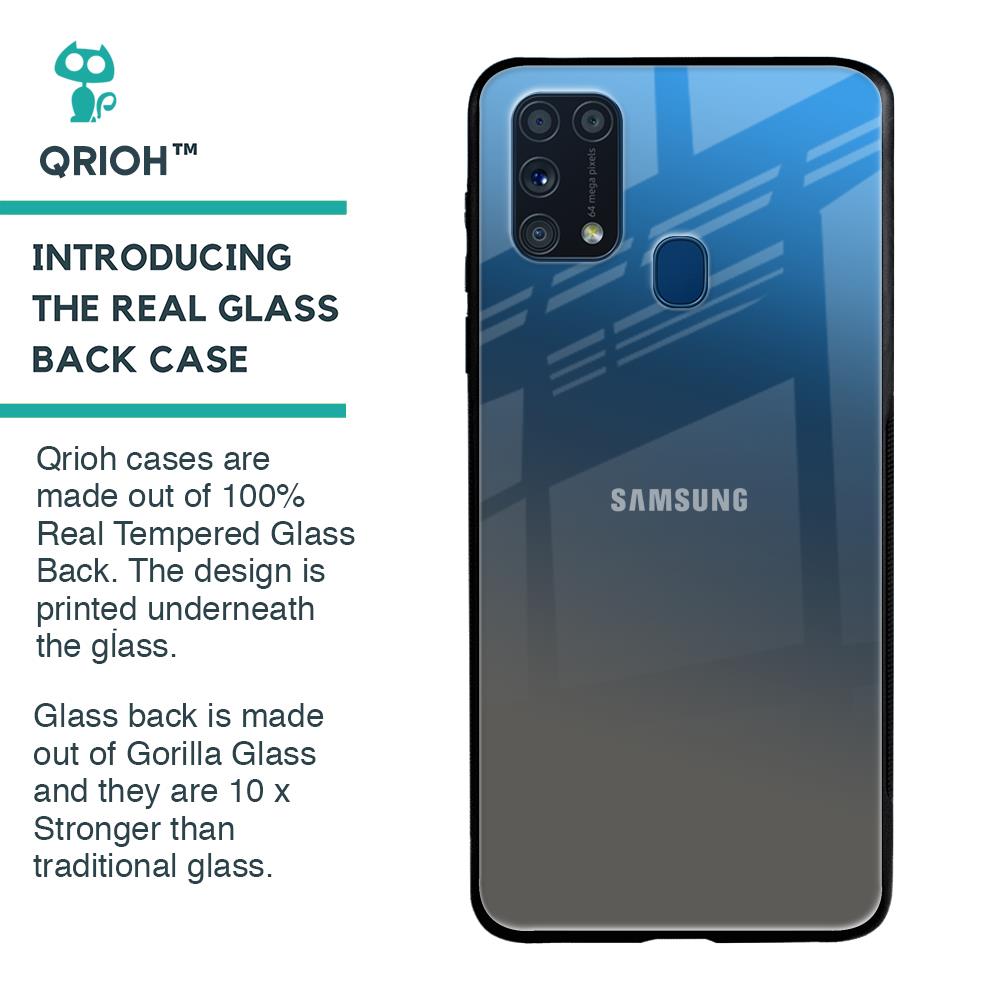 Blue Grey Ombre Glass Case for Samsung Galaxy M31 Prime