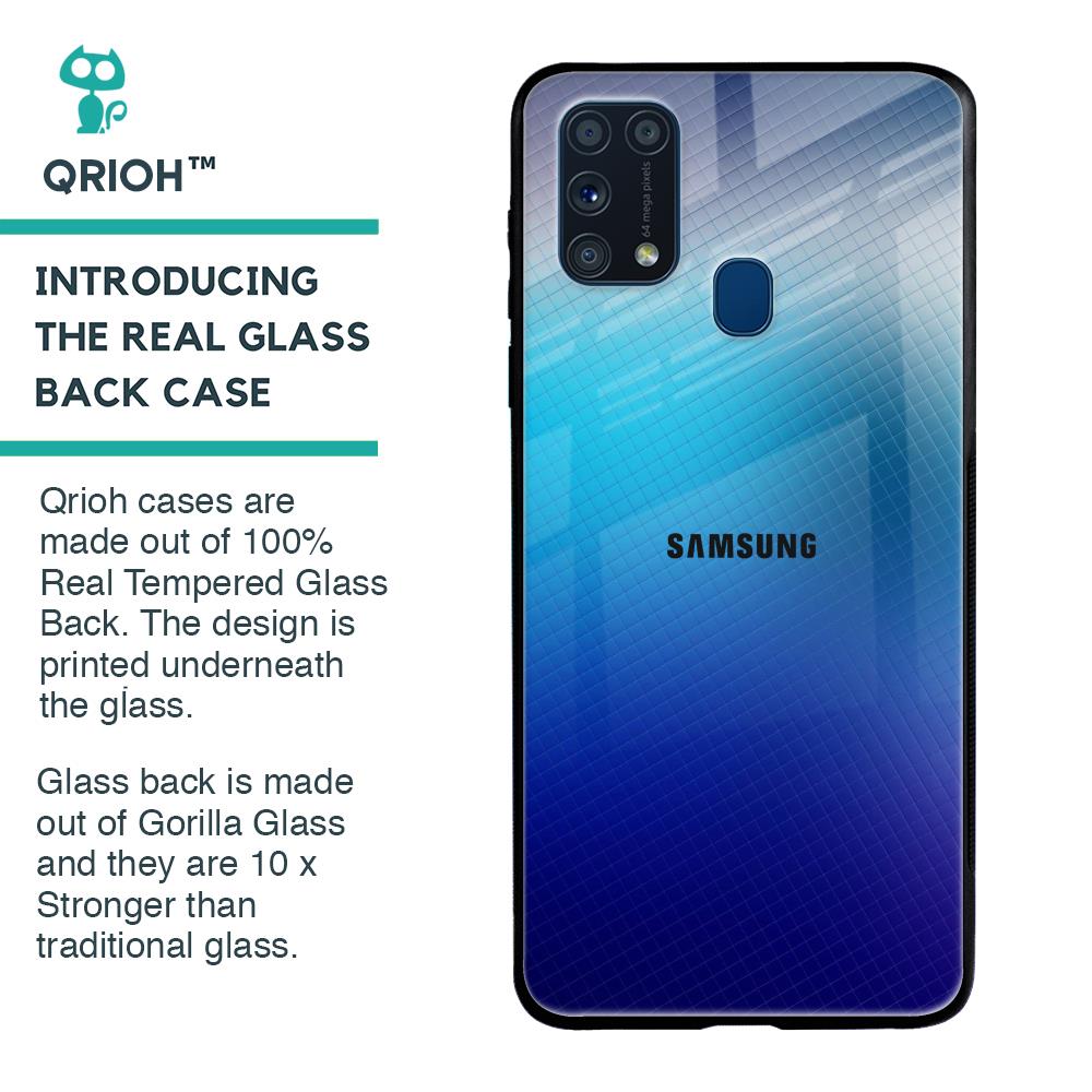 Blue Rhombus Pattern Glass Case for Samsung Galaxy M31 Prime