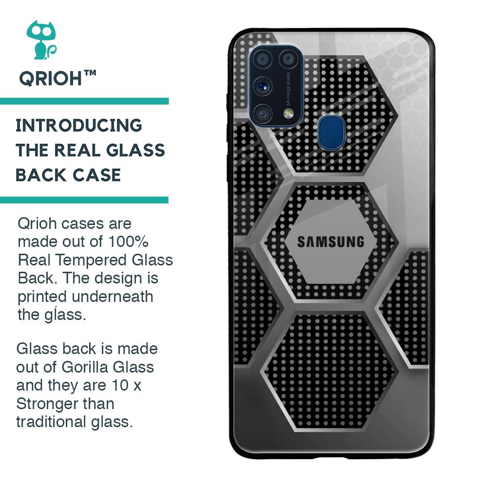 Hexagon Style Glass Case For Samsung Galaxy M31 Prime
