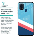 Pink & White Stripes Glass Case For Samsung Galaxy M31 Prime