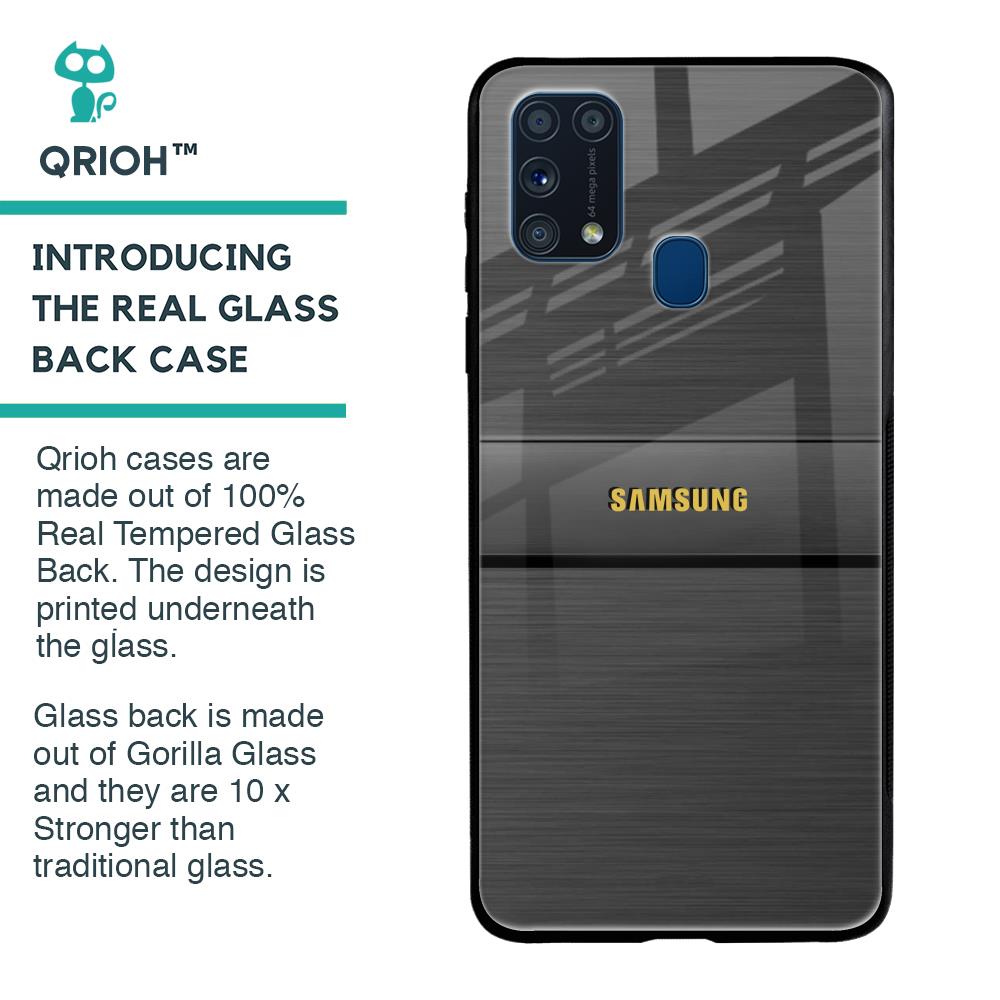 Grey Metallic Glass Case For Samsung Galaxy M31 Prime