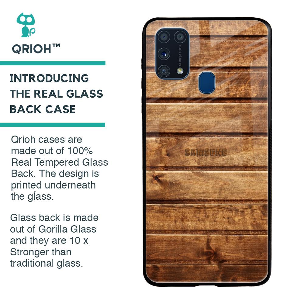 Wooden Planks Glass Case for Samsung Galaxy M31 Prime