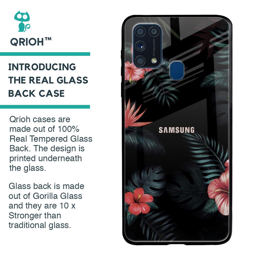 Tropical Art Flower Glass Case for Samsung Galaxy M31 Prime