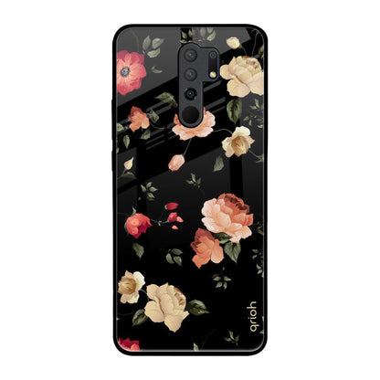 Black Spring Floral Poco M2 Glass Back Cover Online
