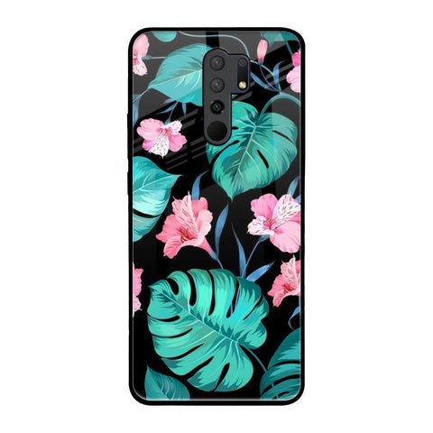 Tropical Leaves & Pink Flowers Poco M2 Glass Back Cover Online