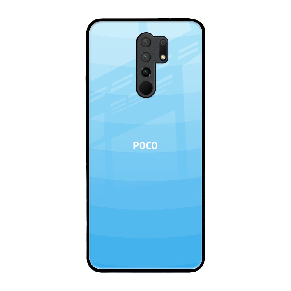 Wavy Blue Pattern Poco M2 Glass Back Cover Online