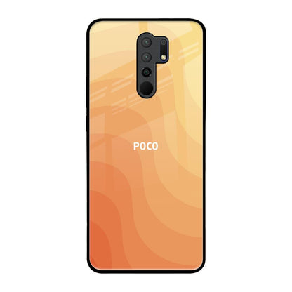 Orange Curve Pattern Poco M2 Glass Back Cover Online