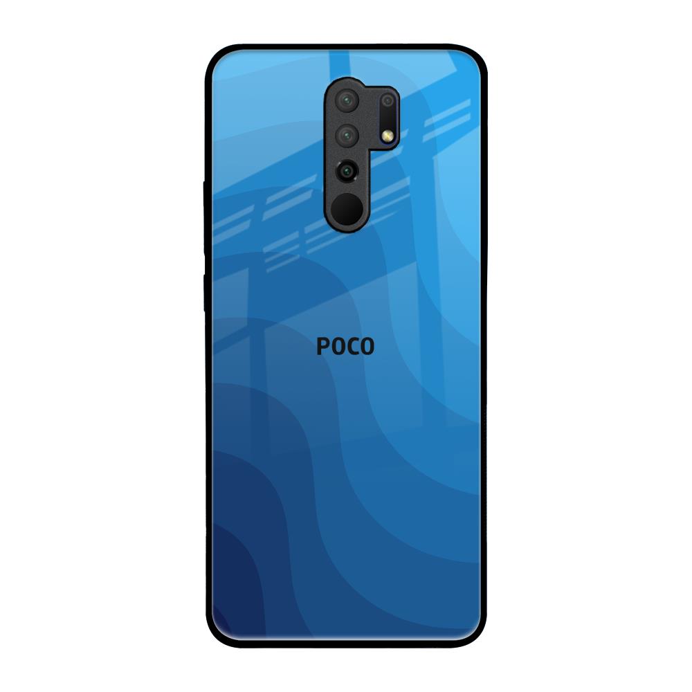 Blue Wave Abstract Poco M2 Glass Back Cover Online