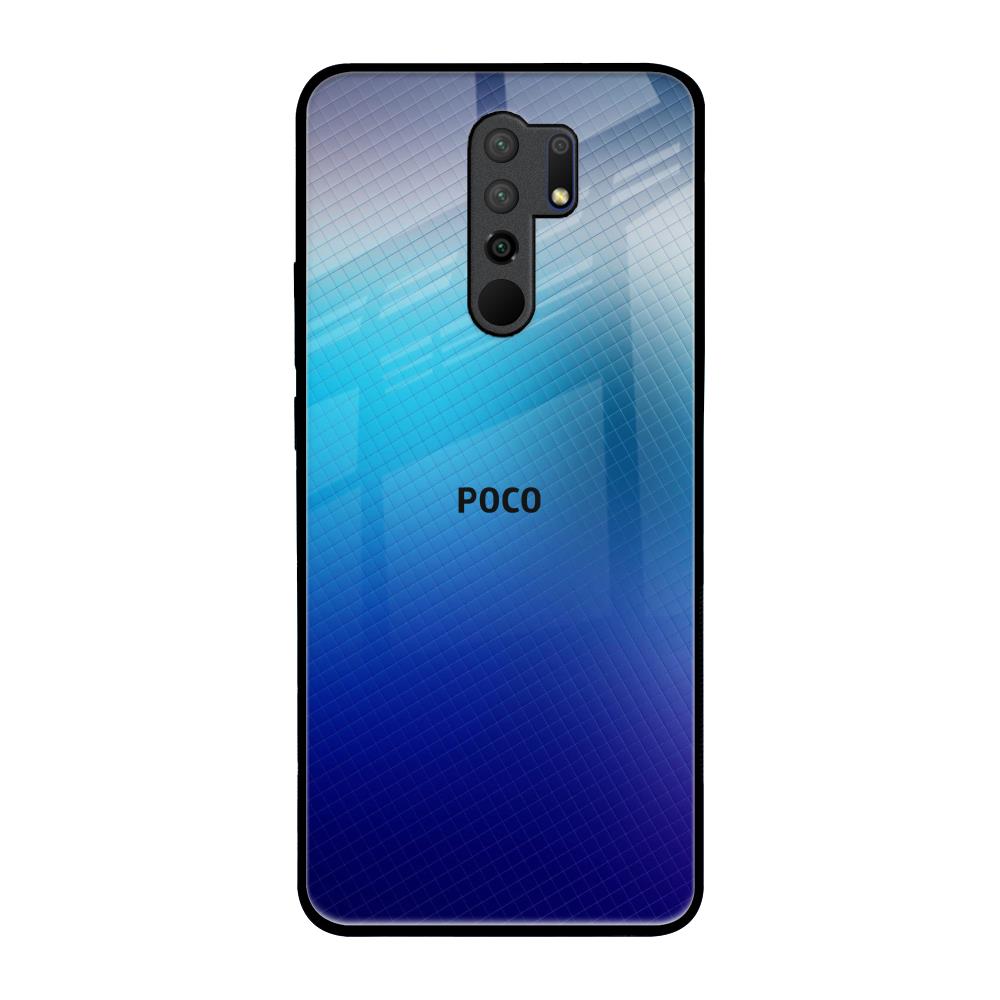 Blue Rhombus Pattern Poco M2 Glass Back Cover Online