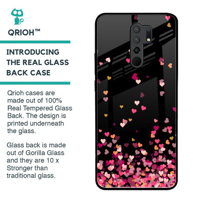 Heart Rain Fall Glass Case For Poco M2