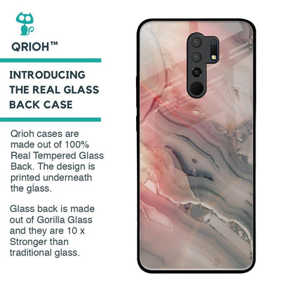 Pink And Grey Marble Glass Case For Poco M2