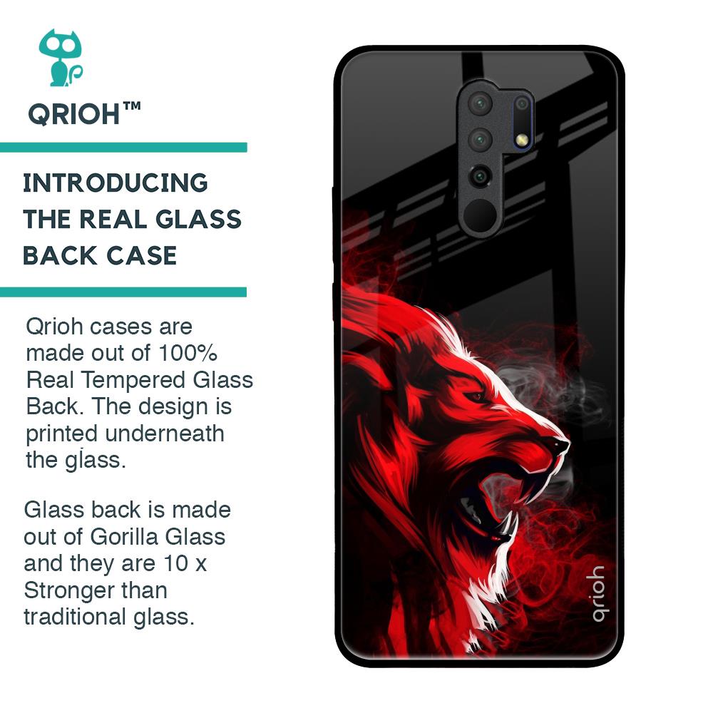 Red Angry Lion Glass Case for Poco M2