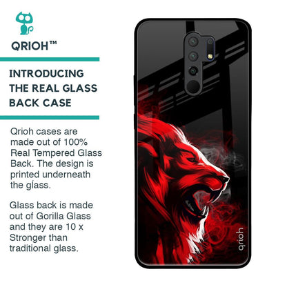 Red Angry Lion Glass Case for Poco M2